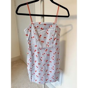 Urban Outfitters cotton linen stretch dress cherry Us2